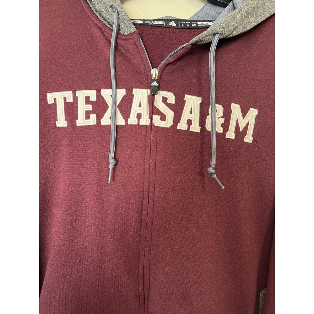 Adidas Texas A&M Hoodie Mens Large Maroon Full Zip Sweatshirt